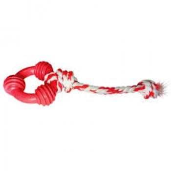 BRINQUEDO CAES ANEL MACICO BORRACHA ESPECIAL C/ CORDA N1 - P - VERMELHO