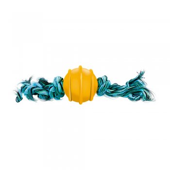 BRINQUEDO CAES BOLA MACICA COL. 50 mm - CORDA DE 2 NOS - AZUL