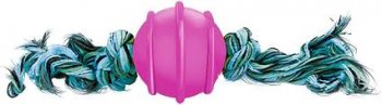 BRINQUEDO CAES BOLA MACICA COL. 50 mm - CORDA DE 3 NOS - ROSA