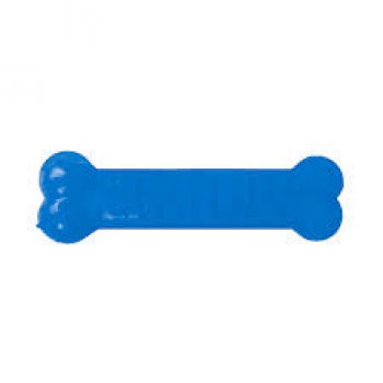 BRINQUEDO CAES OSSO PLAQUE ATAQUE BORRACHA C/ CRAVO N2 - M - AZUL