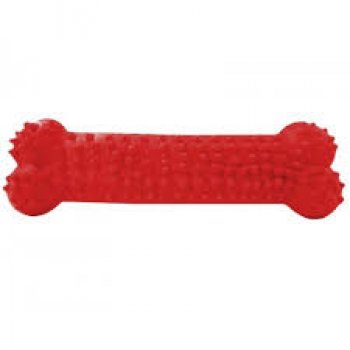 BRINQUEDO CAES OSSO PLAQUE ATAQUE BORRACHA C/ CRAVO N3 - G - VERMELHO