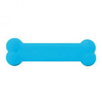 BRINQUEDO CAES OSSO PLAQUE ATAQUE BORRACHA LISO N2 - M - AZUL
