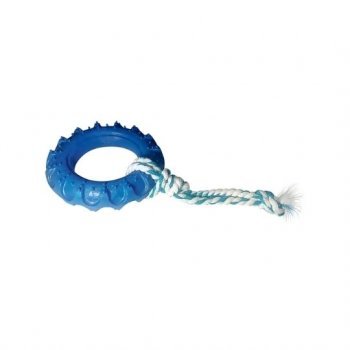 BRINQUEDO CAES PNEU OFF ROAD DOG BORRACHA C/ CORDA N3 - G - AZUL